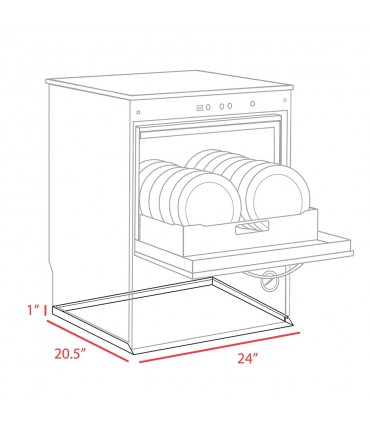 Dishwasher Leak Pan - 20.5" D x 24" W x 1" H - Galvanized Steel