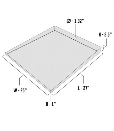 Compact Front-Load Washer Floor Tray with Drain - 27" x 25" - Stainless Steel