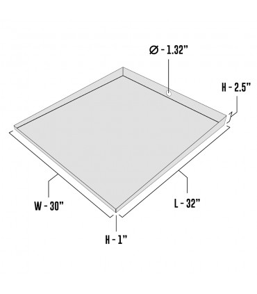 Front-Load Washer Floor Tray with Drain - 32" x 30" - Galvanized Steel