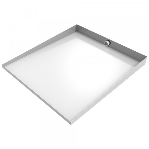 White Compact Front-Load Floor Tray with Drain - 27" x 25" - Steel