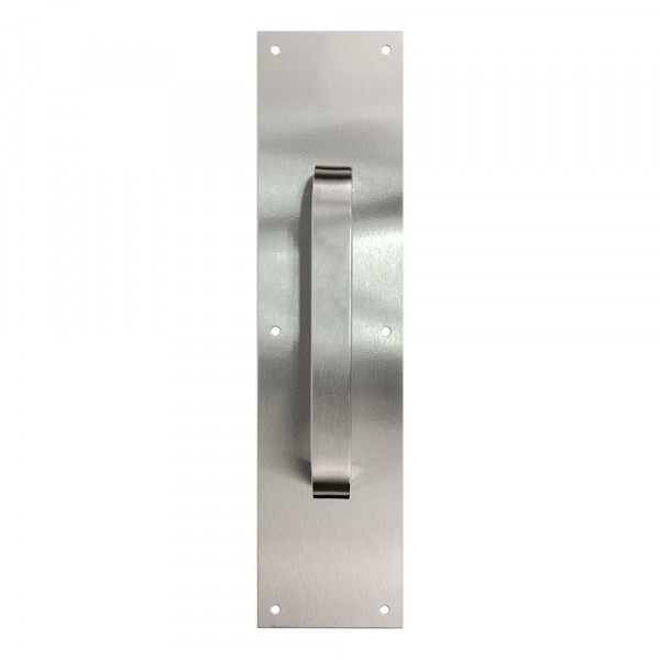 Antimicrobial Door Pull Plate -1" Handle  8" CTC- 4"x 16"x 0.05"- Satin Stainless Steel-Pull Mount