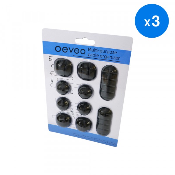 Office Cable Organize Clips - Bundle - 3 pack - Black			 